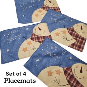 Let It Snow Kitchen Table Placemats Snowman /Farmhouse/Winter/Christmas